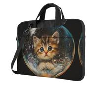 WZYWHJ The Kitty in the Bubble Printing - Bolsa portátil ultrafina de un solo hombro, accesorios de computadora, suave a prueba de golpes para portátiles, Black, 15.6 inch