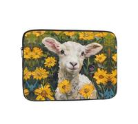 WZYWHJ The Lamb in The Yellow Flowers - Funda para portátil de 13 pulgadas, a prueba de golpes, para hombres y mujeres, viajes de negocios, escuela, oficina, uso diario