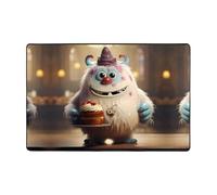 WZYWHJ The Little Monster Holding The Cake - Alfombra antideslizante con estampado de 36 x 24 pulgadas para sala de estar, oficina, mesa de café, cama, balcón