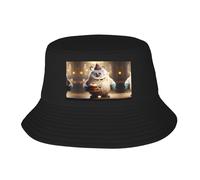 WZYWHJ The Little Monster Holding The Cake - Gorro de pescador de doble capa para adultos, para verano, al aire libre, playa, color negro