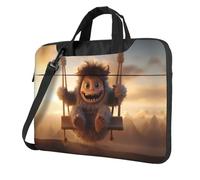 WZYWHJ The little monster on the swing Printing Ultra-thin Portable Single Shoulder Laptop Bag Computer Accessories Soft Shock for laptops, Black, 13 inch