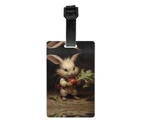 WZYWHJ The Little Rabbit pulling The Radish - Etiqueta de equipaje impresa con pulsera desmontable, gancho de viaje para una identificación cómoda, tamaño de tarjeta de visita ligero y personalizado