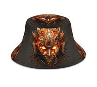 WZYWHJ The Mask of Burning Flames - Sombrero de pescador con estampado de llamas ardientes, reflectante de doble cara, para viajes al aire libre, verano, playa, gorra negra