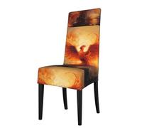 WZYWHJ The Phoenix Reborn in Fire - Funda de silla desmontable impresa de instalación rápida y fácil mantenimiento, adecuada para respaldos de silla cuadrados