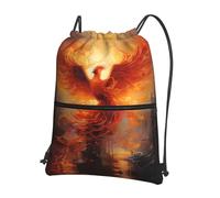 WZYWHJ The Phoenix Reborn In Fire - Mochila estampada con cordón y cremallera para senderismo, camping, yoga, práctica para llevar a diario