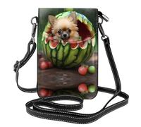 WZYWHJ The Puppy in the Watermelon - Bolsa cruzada de cuero con solapa para teléfono, regalo versátil para mujeres, caminar, acampar, ir de compras y viajar