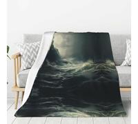 WZYWHJ The Turbulent Sea Surface - Manta de franela gruesa estampada de 80 x 60 pulgadas, alfombra vertical suave de doble cara para sofá