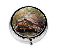 WZYWHJ The Turtle Crawling into The Swamp - Caja de medicina circular impresa, portátil de viaje con compartimentos, mini dispensador de píldoras