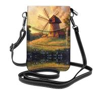 WZYWHJ The windmill on the grassland Picture - Bolso cruzado de piel para mujer con correa ajustable para el hombro