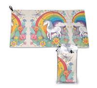 WZYWHJ Toallas de fibra ultrafina con estampado de unicornios de dibujos animados para deportes, fitness y secado rápido son adecuadas para actividades de gimnasio