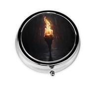 WZYWHJ Torches in the Dark - Caja de medicina circular impresa para almacenamiento, portátil de viaje con compartimentos, mini dispensador de píldoras