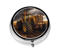 WZYWHJ Tractor in The Field - Caja de almacenamiento circular para medicina, portátil de viaje con compartimentos, mini dispensador de píldoras