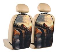 WZYWHJ Trains on The Bridge - Almohadilla de almacenamiento para asiento de coche con impresión de 2 piezas, bolsa de almacenamiento multifuncional para asiento de coche después de la instalación