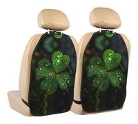 WZYWHJ Trébol de tres hojas dispersas con gotas de agua impresas para asiento de coche, almohadilla de almacenamiento antipatadas, 2 piezas, bolsa de almacenamiento multifuncional protector de asiento