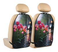 WZYWHJ Tulips in The Rain - Almohadilla de almacenamiento para asiento de coche con estampado de tulipanes en la lluvia, 2 piezas, protector multifuncional para asiento de asiento después de la