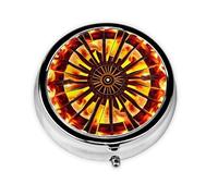 WZYWHJ Turning The Flame - Caja de medicina circular con impresión de llama, portátil de viaje con compartimentos, mini dispensador de píldoras
