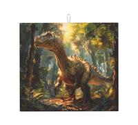 WZYWHJ Tyrannosaurus Rex in the Forest - Alfombrilla de secado para cocina: hecha de esponja absorbente de agua, con cordón para colgar, 45,7 x 40,6 cm