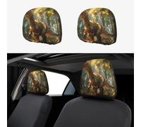 WZYWHJ Tyrannosaurus Rex in The Forest - Funda de almohada para coche, 2 piezas, accesorios de funda de asiento, funda protectora universal