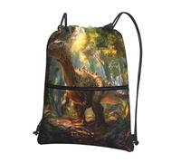 WZYWHJ Tyrannosaurus Rex In The Forest - Mochila con cremallera y cordón para senderismo, camping, yoga, práctica para llevar a diario