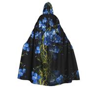 WZYWHJ Un ramo de flores azules estampado aldult poncho con capucha para hombres y mujeres fiesta de Halloween