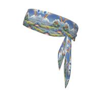 WZYWHJ Village Under the Rainbow - Diademas estampadas, diadema deportiva, diadema para hombres y mujeres, banda para el pelo para correr, entrenar fútbol