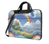 WZYWHJ Village under the rainbow Printing - Bolsa portátil ultrafina de un solo hombro, accesorios de computadora, suave a prueba de golpes para portátiles, Black, 13 inch