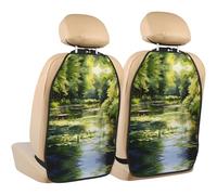 WZYWHJ Water Lilies in The Pond - Almohadilla de almacenamiento para asiento de coche con estampado de lirios de agua, 2 piezas, bolsa de almacenamiento multifuncional para asiento de coche después de