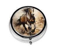 WZYWHJ Western Horse Printing - Caja de medicina circular de almacenamiento, portátil de viaje con compartimentos, mini dispensador de píldoras