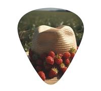 Wzywhj Wild Strawberries In A Straw Hat - Púas de guitarra estampadas, 12 piezas, fácil agarre, para ukelele, guitarra acústica o eléctrica
