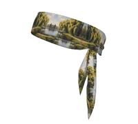 WZYWHJ Willow trees by the lake - Diademas estampadas, diadema deportiva, diadema para hombres y mujeres, banda para el pelo para correr, entrenar fútbol