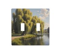 WZYWHJ Willow Trees by The Lake PrintedPanel termoplástico para cubierta de interruptor, placa frontal decorativa de pared que no se daña fácilmente