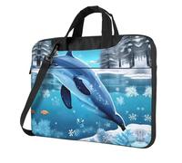 WZYWHJ Winter the Dolphin Prints - Bolsa para portátil con interior suave, múltiples bolsillos, ideal para hombres, viajes y negocios, Negro, 14 inch
