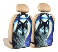 WZYWHJ Wolf Under Moon - Almohadilla de almacenamiento para asiento de coche, 2 piezas, multifuncional, protector de asiento después de la instalación