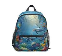 Wzzzsun Cuentos De Hadas Delfines Peces Coral Mochila Infantil Niño y Niña Kindergarten Bolsa Escolar Mochilas Infantiles con Correa 3-6 Años de Viaje