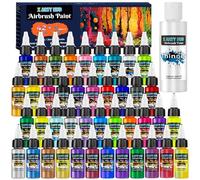 X ARTY HUB Pintura Aerógrafo - 42 Colores con 120 ml Diluyentes, Pinturas Acrílicas para Aerógrafo Modelismo Iridiscentes, Neón y Metálicas Listas para Usar, Set de Pintura a Base de Agua