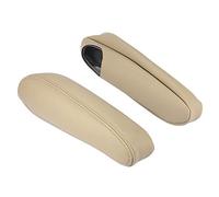 X AUTOHAUX 1 par de fundas de repuesto para reposabrazos de asiento delantero de coche, piel de microfibra, color beige