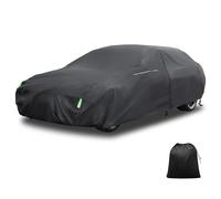 X AUTOHAUX 178-186 - Funda Impermeable para sedán de 178 a 186 Pulgadas | Protección contra todo tipo de clima, anti-UV, resistente al viento, cremallera lateral izquierda, bolsillos de espejo