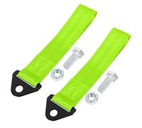 X AUTOHAUX 2Piezas Fluorescente Verde Coche Remolcar Remolque Gancho Parachoque Remolque Cinturón Correa
