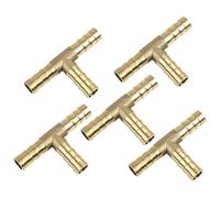 X AUTOHAUX 8mm manguera de latón Joiner Tee 3 vías adaptador para aire agua aceite 5pcs