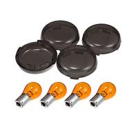 X AUTOHAUX Smoked Black for Harley Turn Signal Lens Lense Kit W/ 1156 1157 Bulbs for Harley Davidson Touring Softail Dyna Sportsters 2002-2013 Amber Color Light