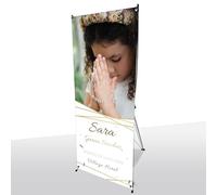 X-Banner Cartel photocall para Comunion Niña - Personalizado - 80x180 cm | Con impresión de calidad para dar a tu evento una decoración profesional y llamativa.
