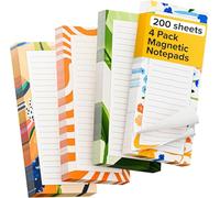 X-bet MAGNET Bloc de notas magnético para refrigerador, paquete de 4, 50 hojas, papel doble engomado de 70 g con impresión a color