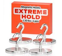X-BET MAGNET ic Hooks - Ganchos magnéticos de neodimio resistentes para cabinas de crucero, ganchos magnéticos fuertes de tierras raras para colgar en refrigerador, parrilla (4, 59 kg)