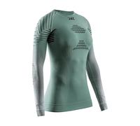 X-Bionic Camiseta de Manga Larga Invent FX para Mujer - Termorregulación y Sistema 3D Bionic Sphere - Tecnología Retina - Ideal para Deportes de Invierno - Verde Salvia/Gris Claro/Blanco Óptico, S