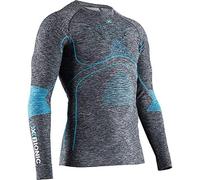 X-Bionic Energy Accumulator 4.0 Melange Shirt Round Neck Long Sleeves Men Capa De Base Camiseta Funcional, Hombre, Dark Grey Melange/Blue, M