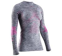 X-Bionic Energy Accumulator 4.0 Melange Shirt Round Neck Long Sleeves Women Capa De Base Camiseta Funcional, Mujer, Grey Melange/Pink, XL