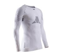 X-Bionic Invent 4.0 Camisa de Cuello Redondo y Mangas largas para Hombre, Ideal para Deportes de Invierno, termorregulación óptima y compresión Ligera - Blanco/Negro, XL