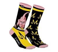 [ X ] Capslab Calcetín Hombre Dragon Ball Z Algodón, Par de Calcetines Majin Buu Hombre, Alto y Original, Rosa, Amarillo, Negro (39/42)