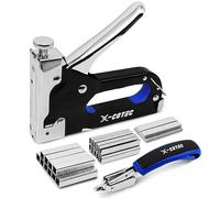 X-COTEC Grapadora Madera, Pistola de Clavos, Clavadora Cables Pared, Grapadora Manual Tapicero 3 en 1, con 3000 Grapas, para Madera Tapicería Decoración Herrajes de Fijación Carpintería, XDQ-001