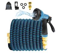 X-COTEC Manguera de Jardín Extensible 30m/100ft, Manguera Flexible con Boquillas de 10 Patrones de Pulverización y Conectores de Latón 3/4" y 1/2", para Riego y Limpieza